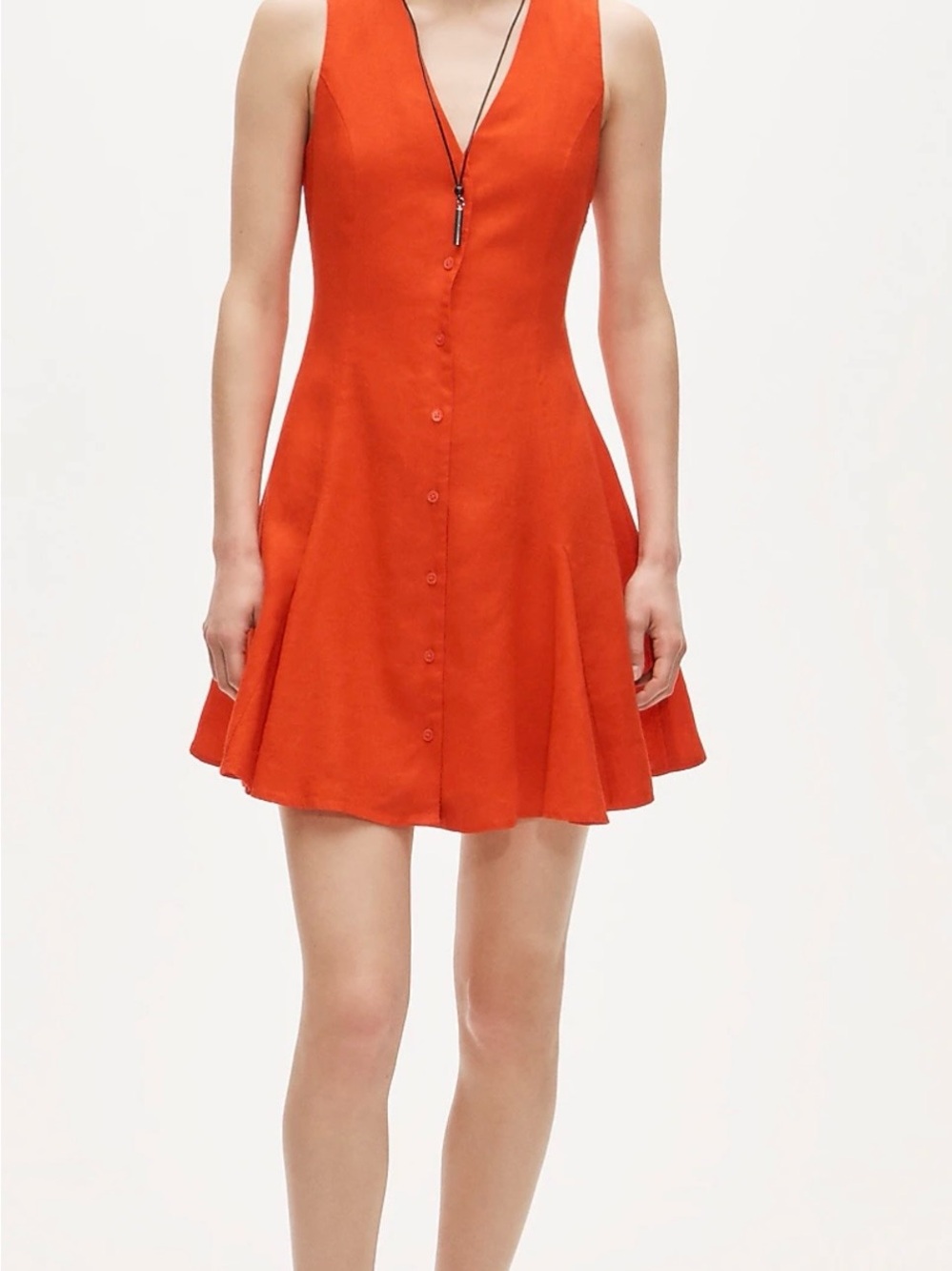 J. Crew Vibrant-Red Sleeveless Button-Front V-Neck Dress